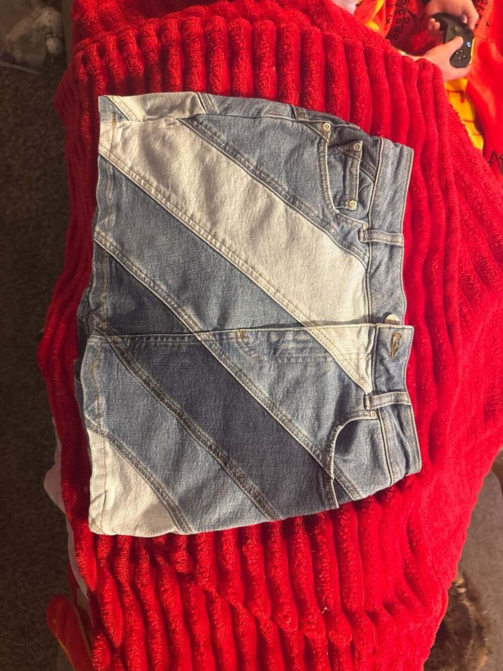 Chelsea & Violet Multi-Tone Patchwork Denim Mini Skirt